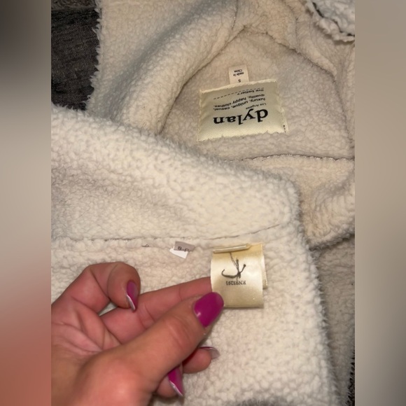 Dylan Los Angeles faux fur shearling lined long vest with pockets in dark grey. - Picture 10 of 16